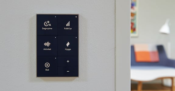 Chromaviso's control panel for circadian lighting on the wall in a nursing home